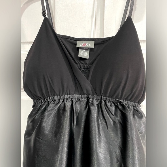 DOTS silky black with white floral bottom Spaghetti Strap Dress SizeM like new - Picture 4 of 11